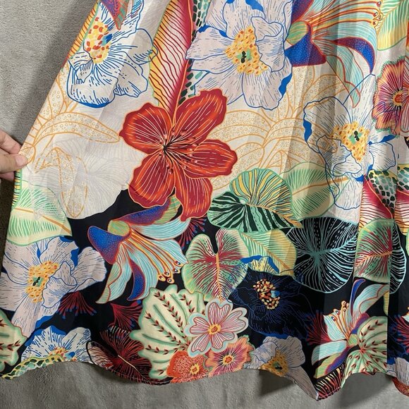 Rachel Zoe Full Maxi Skirt L Colorful Maximalism Resort Floral Tropical Print - Picture 3 of 12